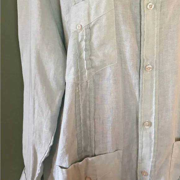 Fernando Pena Masters of Linen 100% Linen Men’s Casual Dress Shirt Sz L - Picture 2 of 8